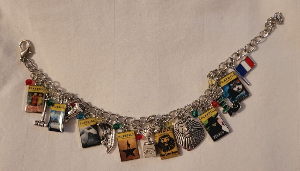 NWOT Broadway Classic Musicals 14 Metal Enamel Charms Bracelet